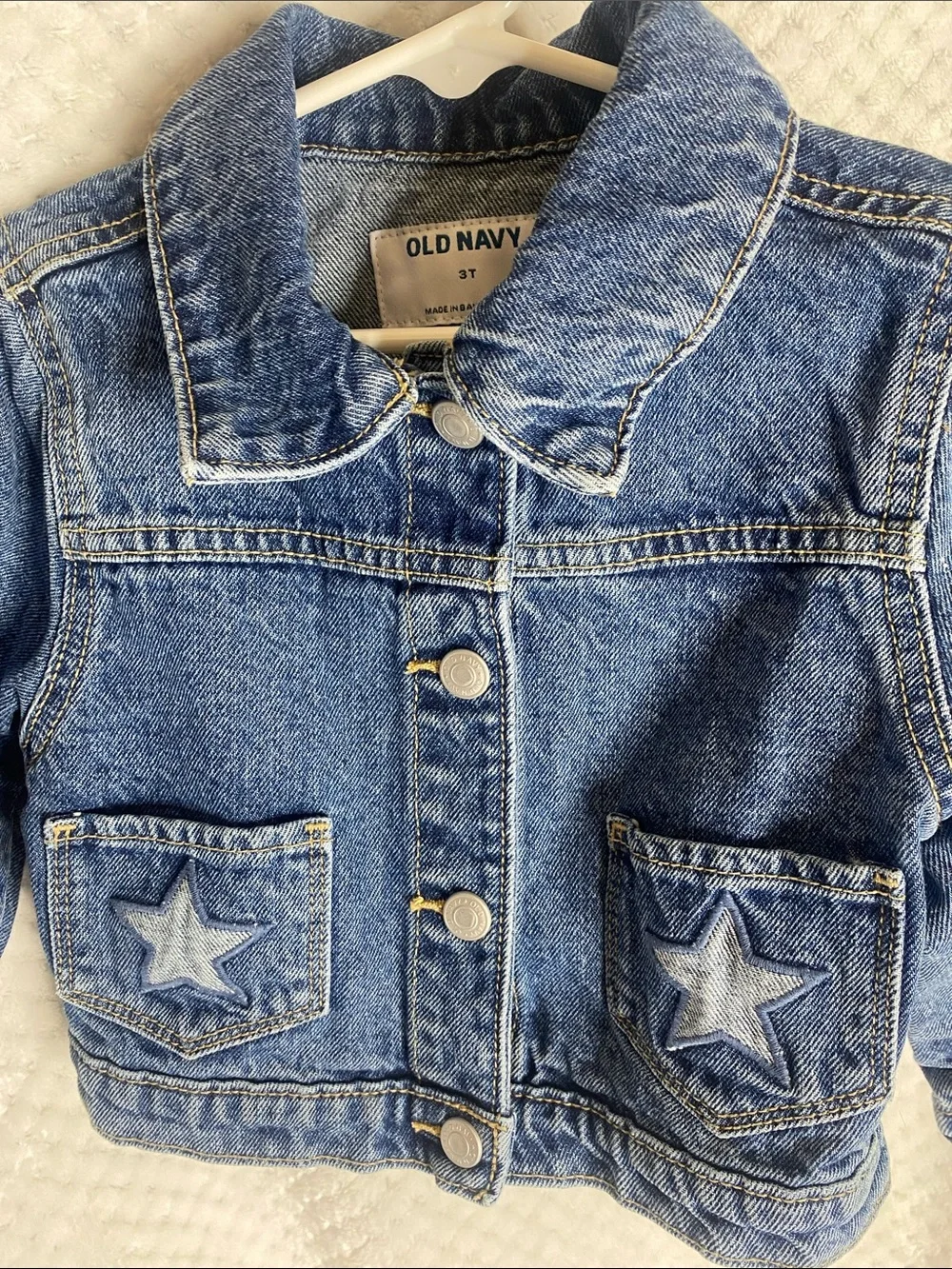 Old Navy Girls' Blue Denim Jacket with Star Patch Pockets